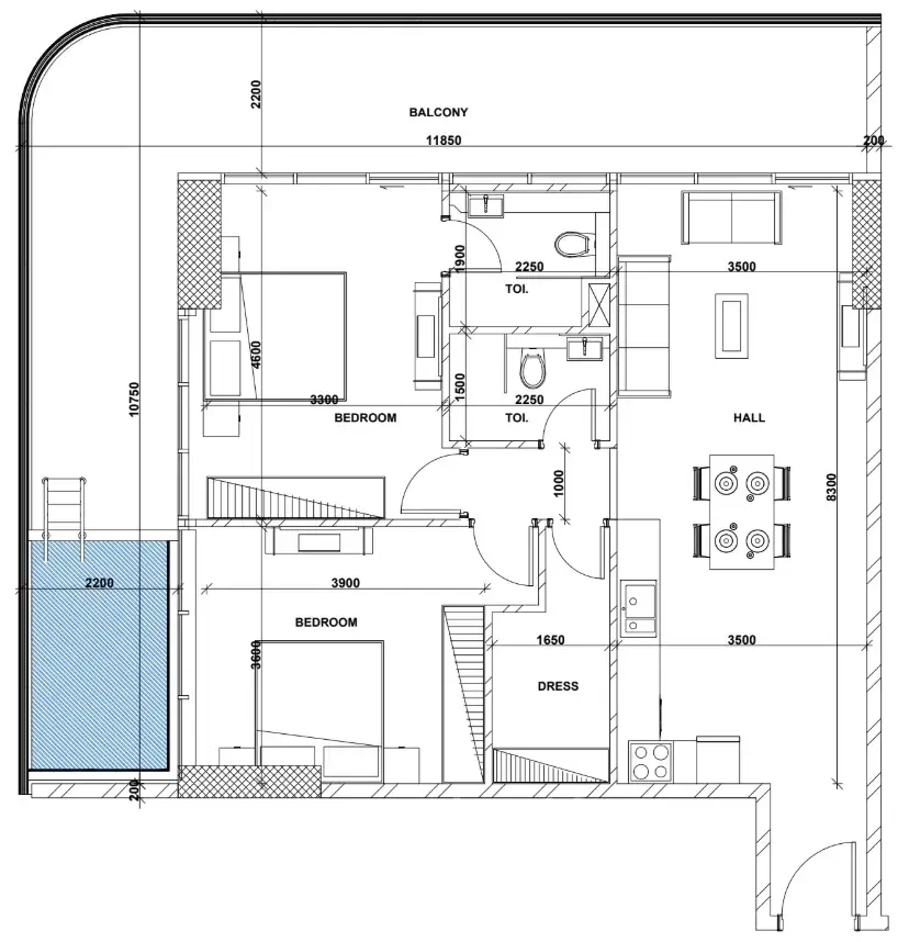 Peace Lagoons 2 2 bed floor plan, 1,390 sqft