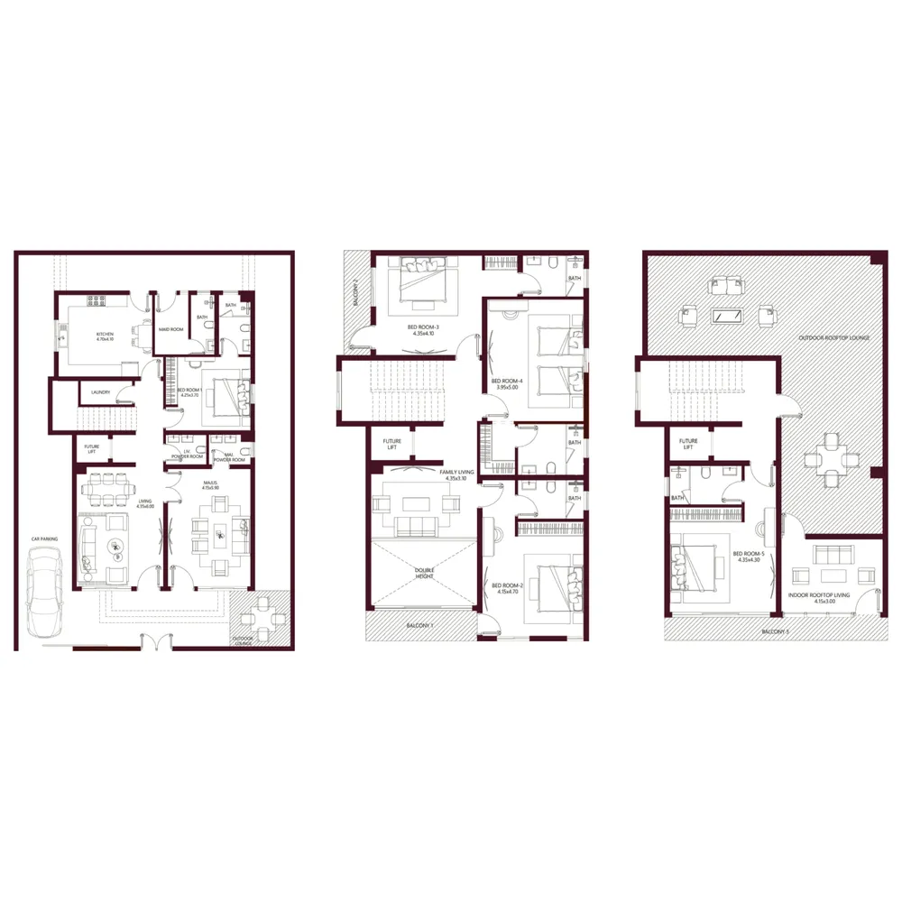 Kabbali Hills 5 bed floor plan, 4,008 sqft
