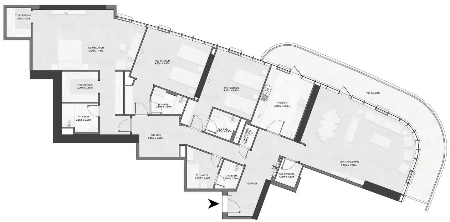 Joud Tower 3 bed floor plan, 2,925 sqft