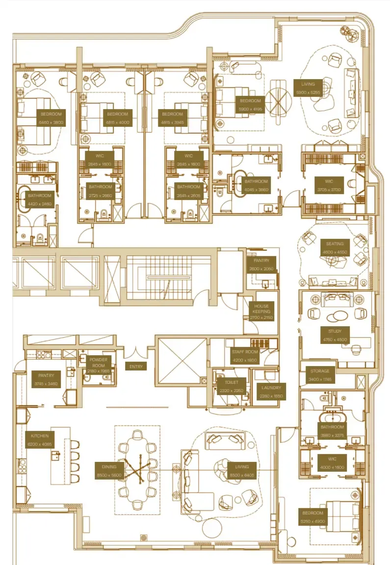 Sofitel Residences 4 bed floor plan, 6,848 sqft