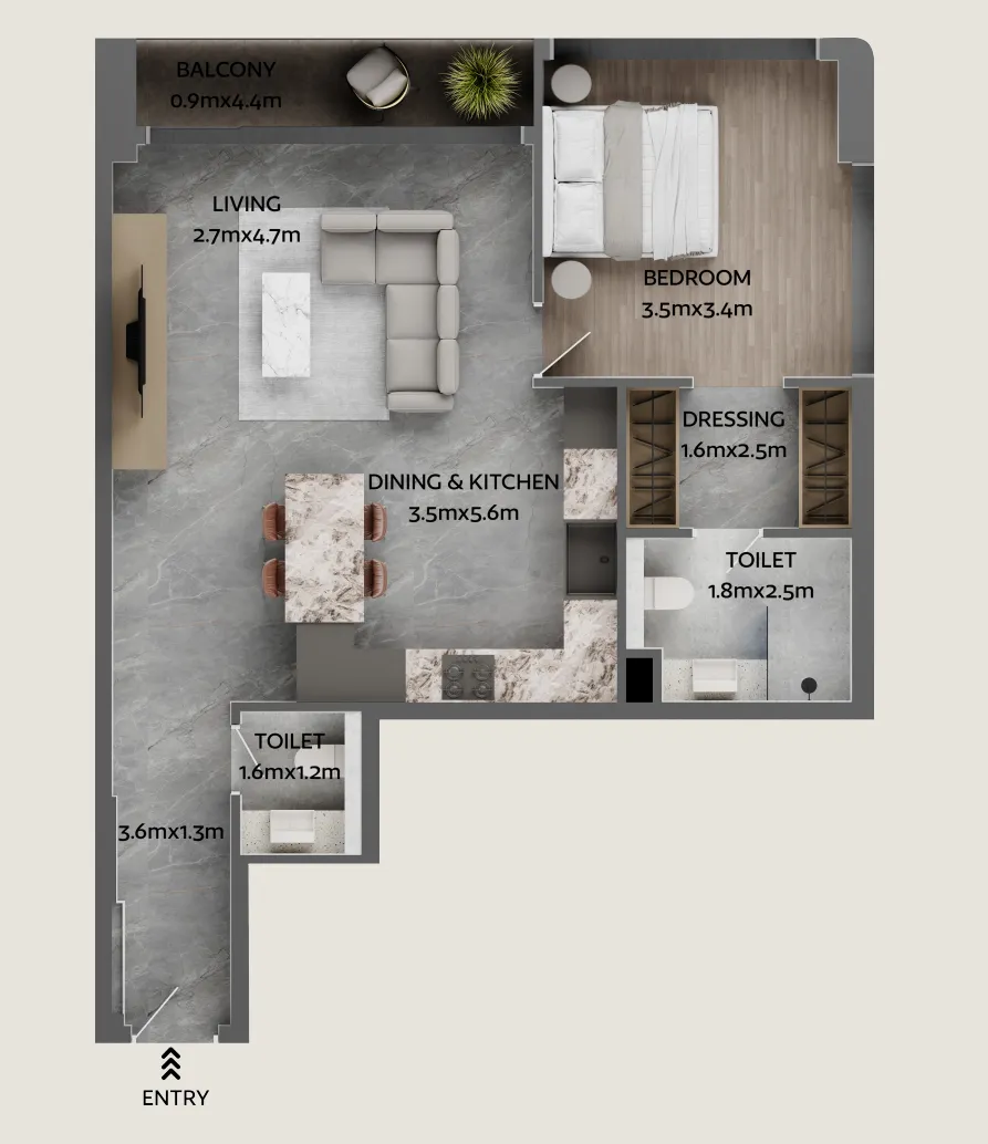 Jardin Astral 1 bed floor plan, 773 sqft