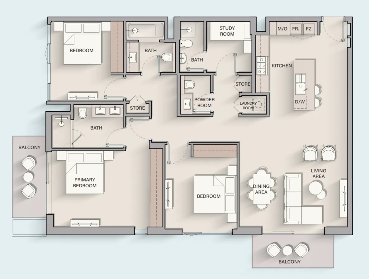 Belgravia Gardens 3 bed floor plan, 1,658 sqft