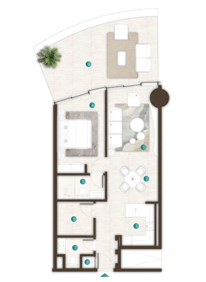 La Mer by Elie Saab 1 bed floor plan, 1,178 sqft