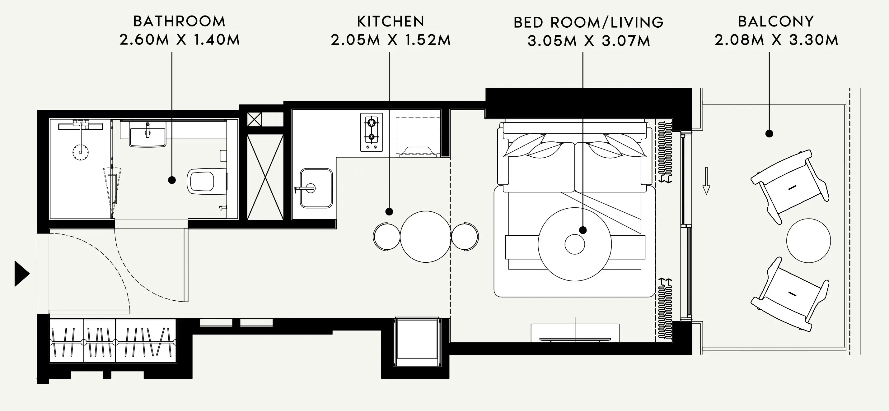 Azizi Venice Studio floor plan, 386 sqft