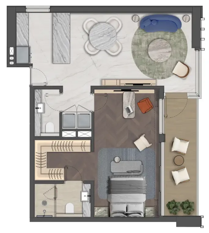 Mas Barsha Residency 1 bed floor plan, 948 sqft