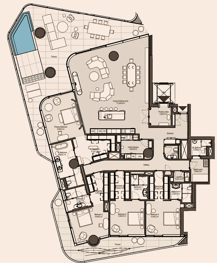 Eywa Way of Water 4 bed floor plan, 5,752 sqft