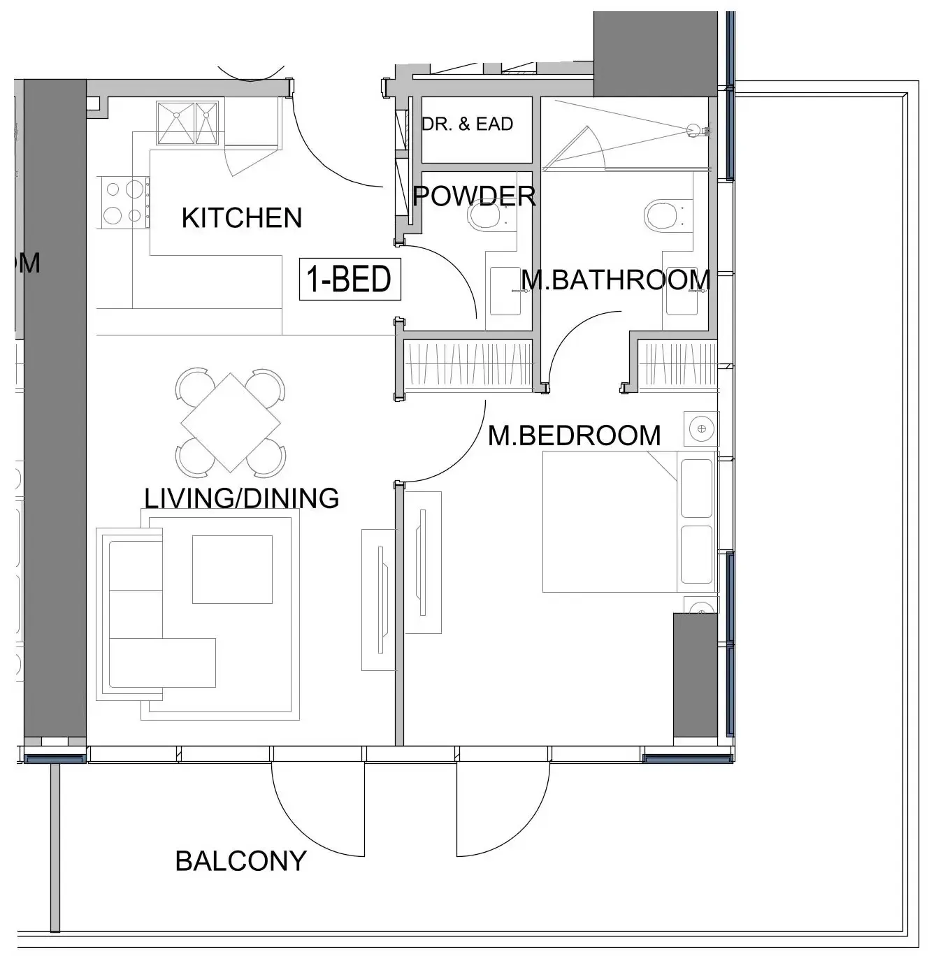 Damac Safa Gate 1 bed floor plan, 983 sqft