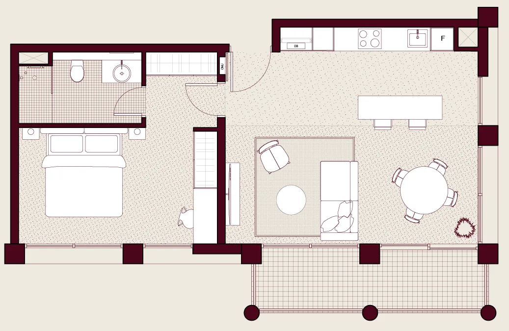 Enta Residences 1 bed floor plan, 819 – 871 sqft