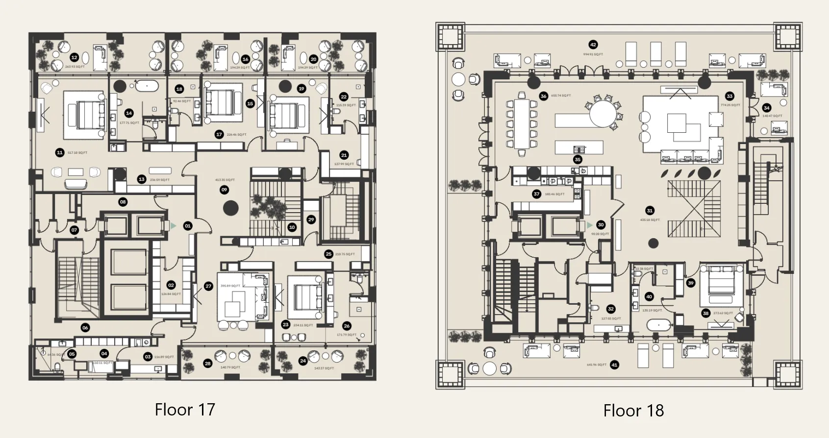 Waldorf Astoria Residences 5 bed floor plan, 9,100 sqft