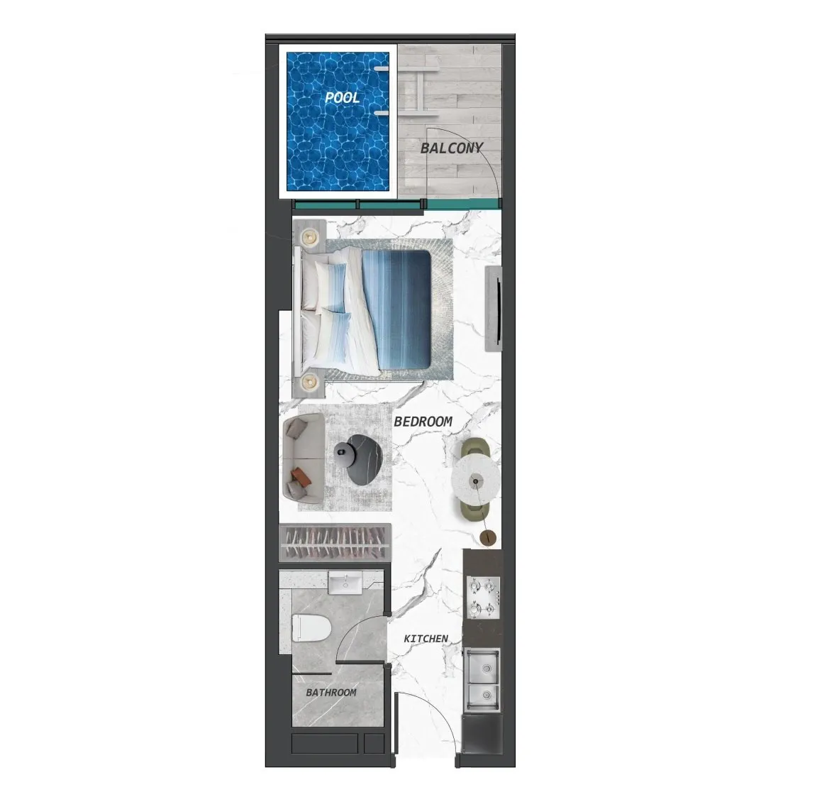 Samana Lake Views 2 Studio floor plan, 419 sqft