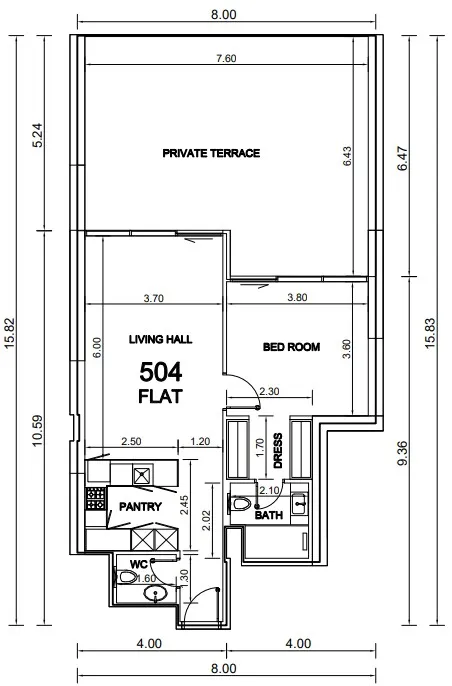 11 Hills Park 1 bed floor plan, 1,194 sqft