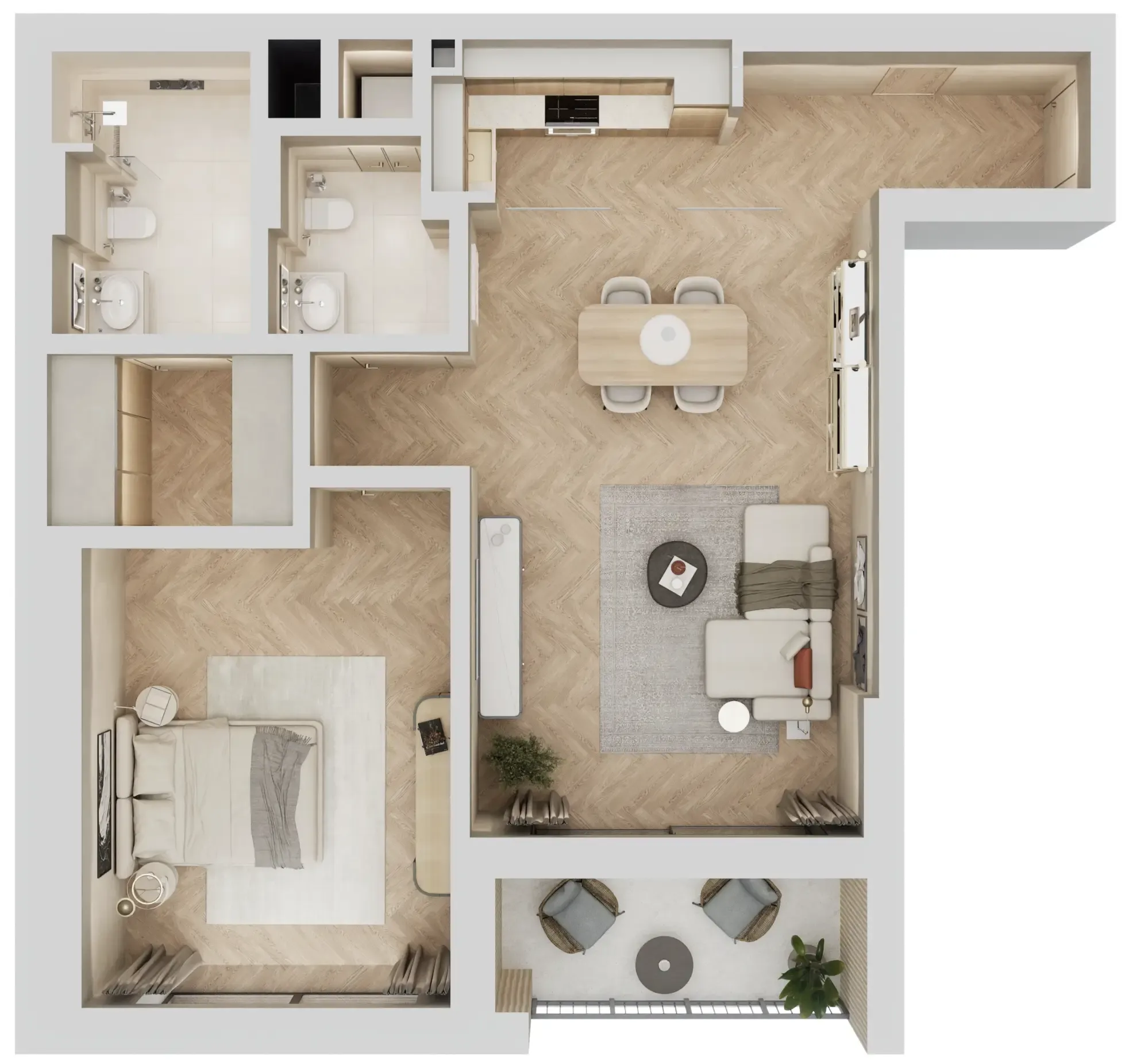 Arisha Terraces 1 bed floor plan, 900 sqft