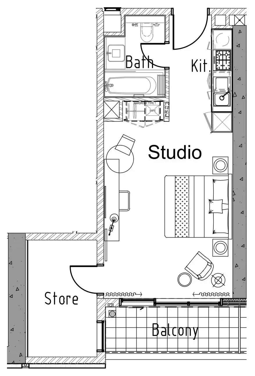 Aykon City Tower Studio floor plan, 515 sqft