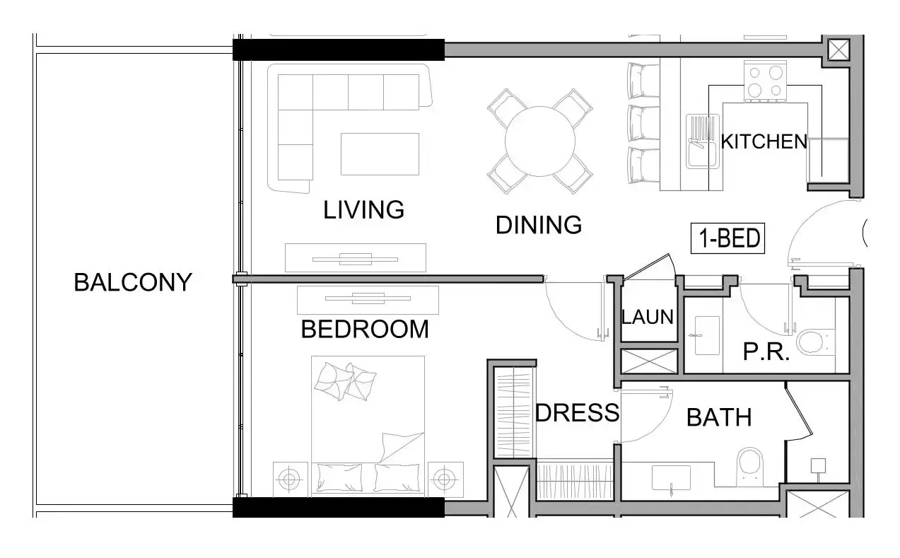 Damac Lagoons Views Phase 3 1 bed floor plan, 805 – 809 sqft