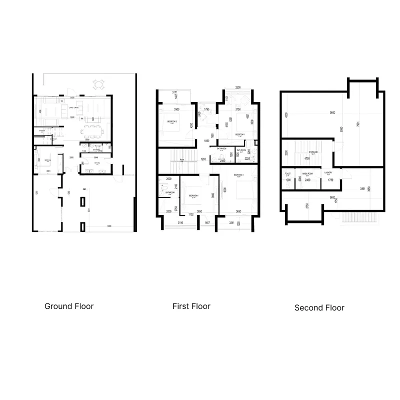 Sun Island Villas 5 bed floor plan, 3,078 sqft