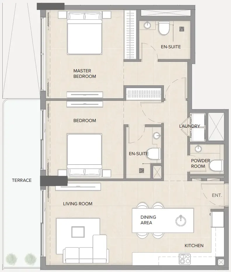 Arka Enclave Residences by Atmosphere Living 2 bed floor plan, 1,134 sqft