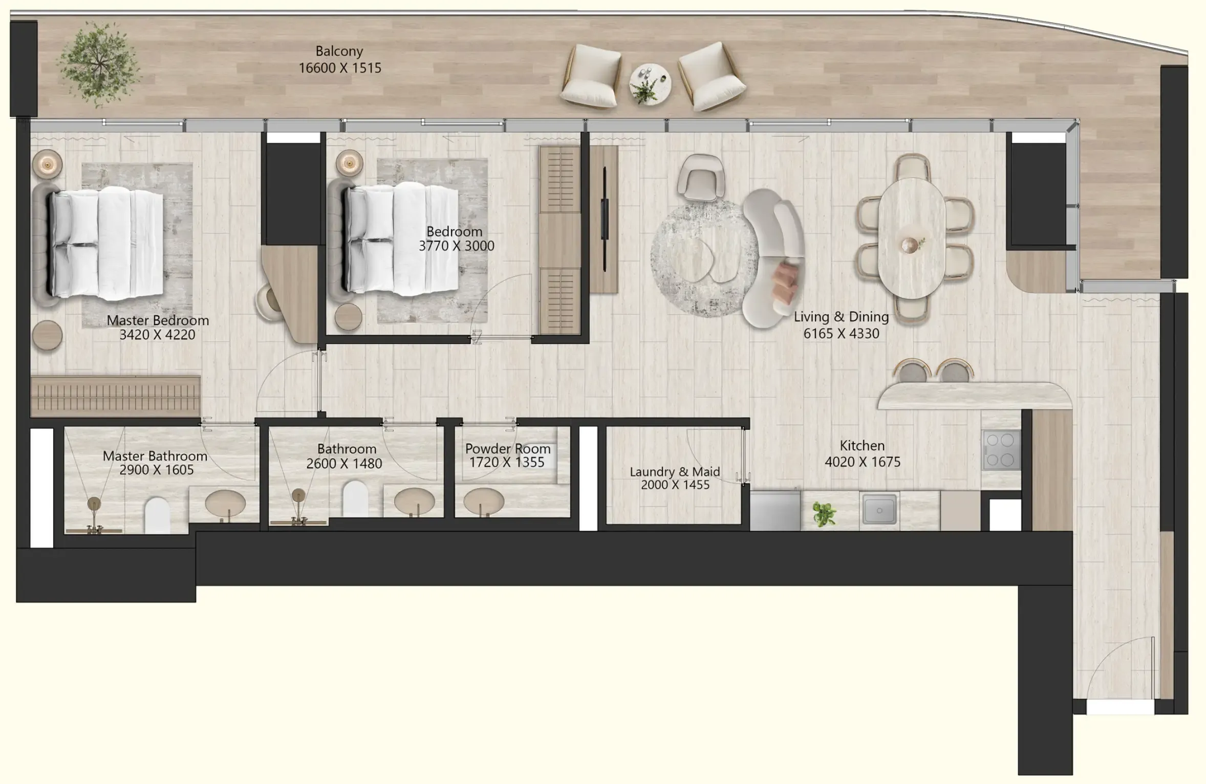 Il Vento 2 bed floor plan, 1,477 sqft