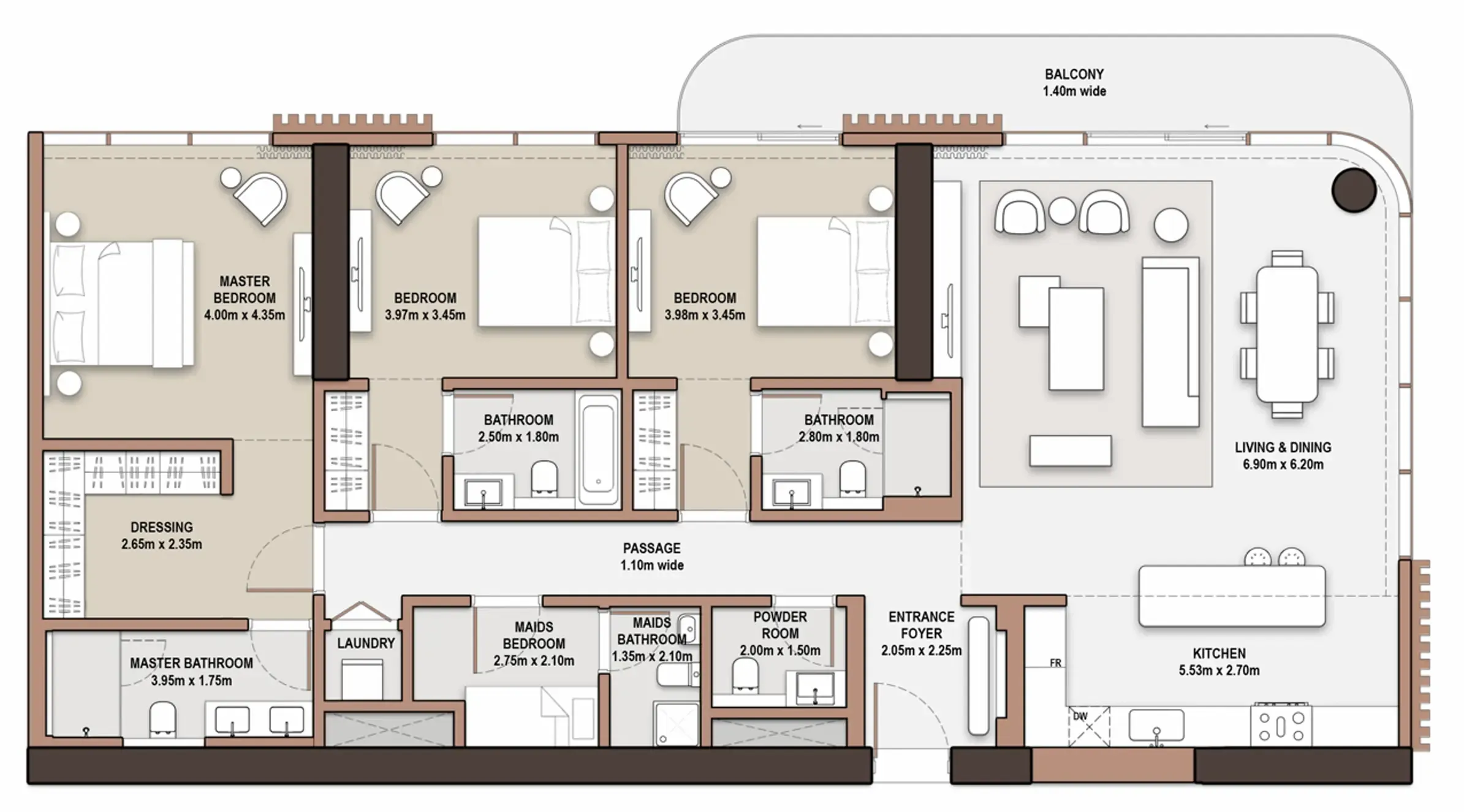 The Edit at d3 3 bed floor plan, 2,154 sqft