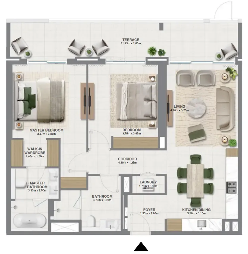 Golf Verge 2 bed floor plan, 1,436 sqft