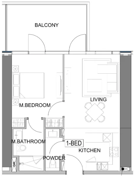 Damac Safa Gate 1 bed floor plan, 769 sqft