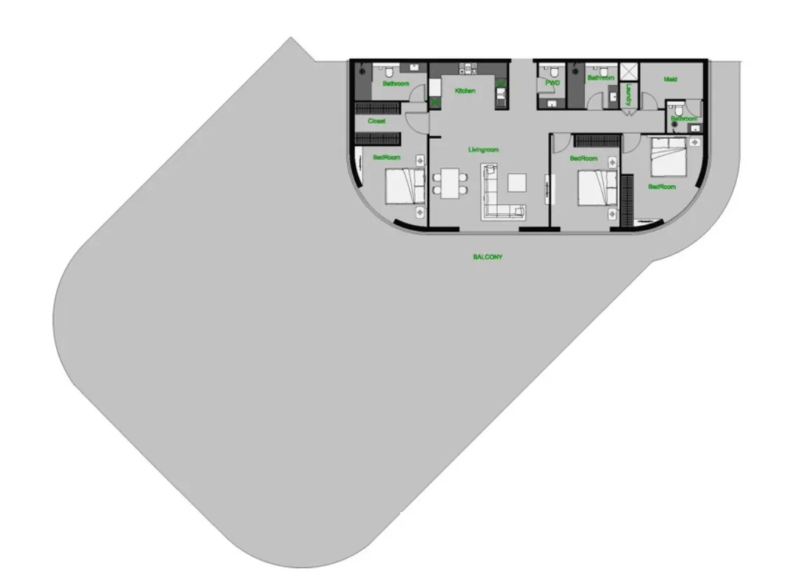 The Central Downtown 3 bed floor plan, 6,280 sqft