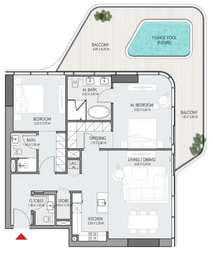 Do Hotels and Residences 2 bed floor plan, 1,653 sqft