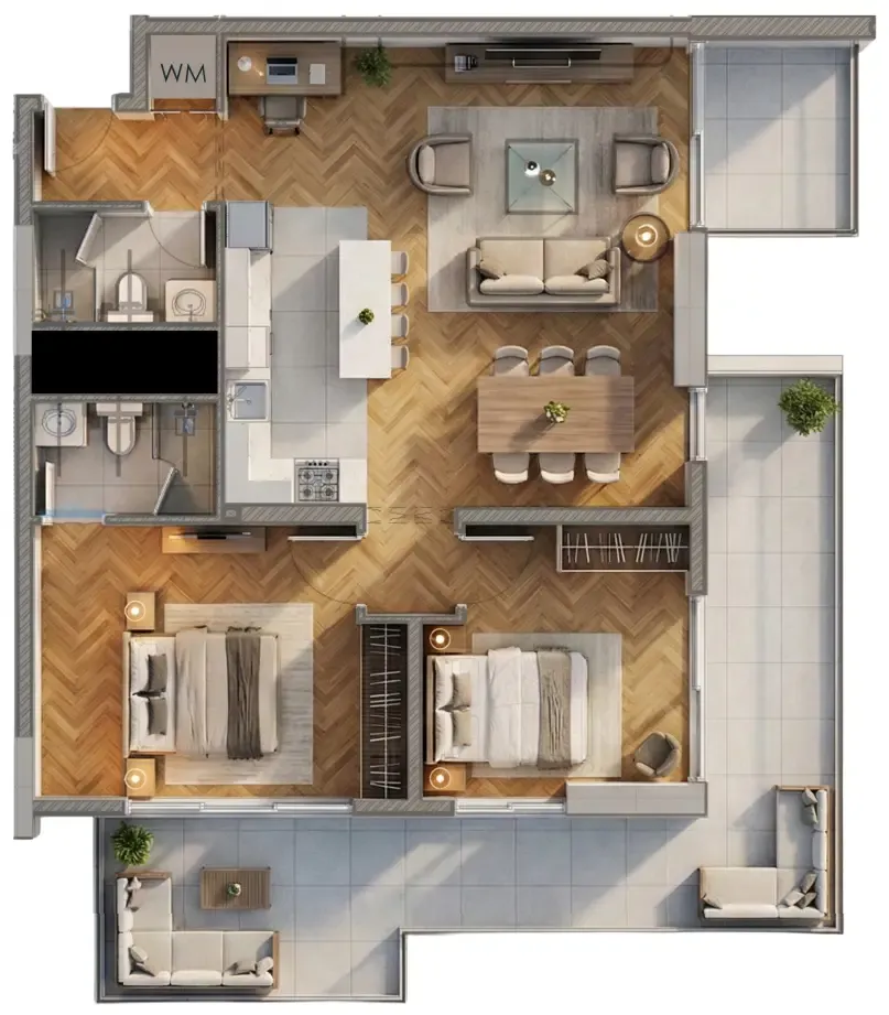 Armas By Zenith 2 bed floor plan, 1,308 sqft