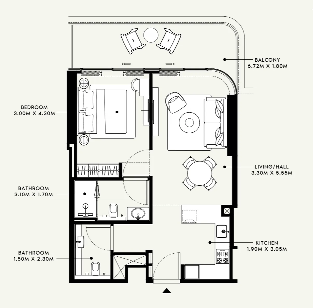 Azizi Ruby 1 bed floor plan, 739 sqft