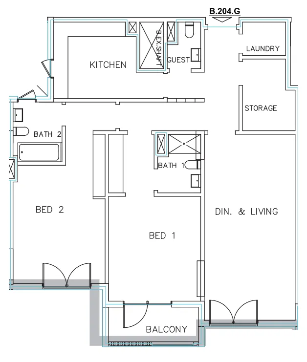 Janayen Avenue 2 bed floor plan, 1,497 sqft