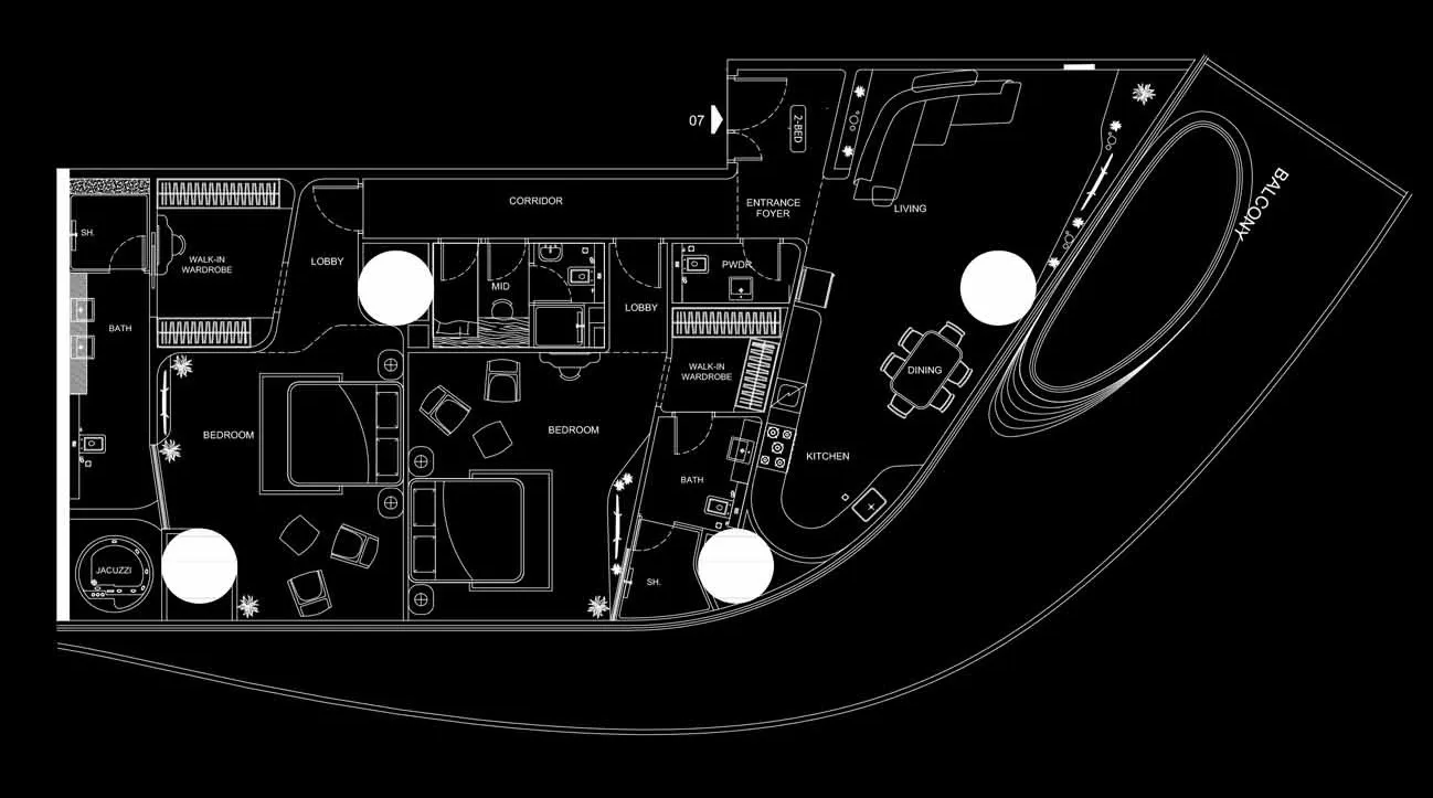 Bugatti Residences by Binghatti 2 bed floor plan, 3,107 sqft