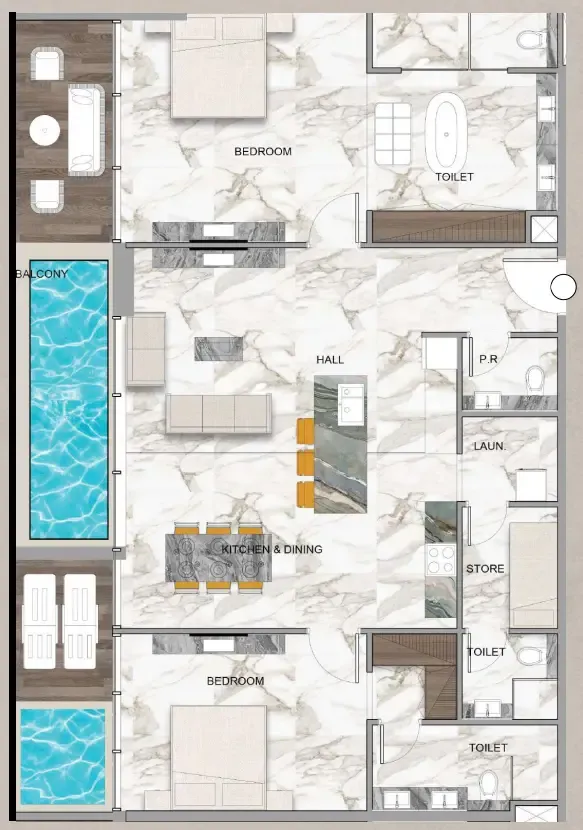 Sky Vista 2 bed floor plan, 1,710 sqft