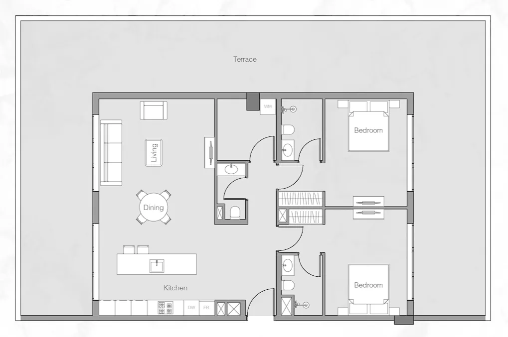 1WOOD 2 bed floor plan, 2,287 sqft