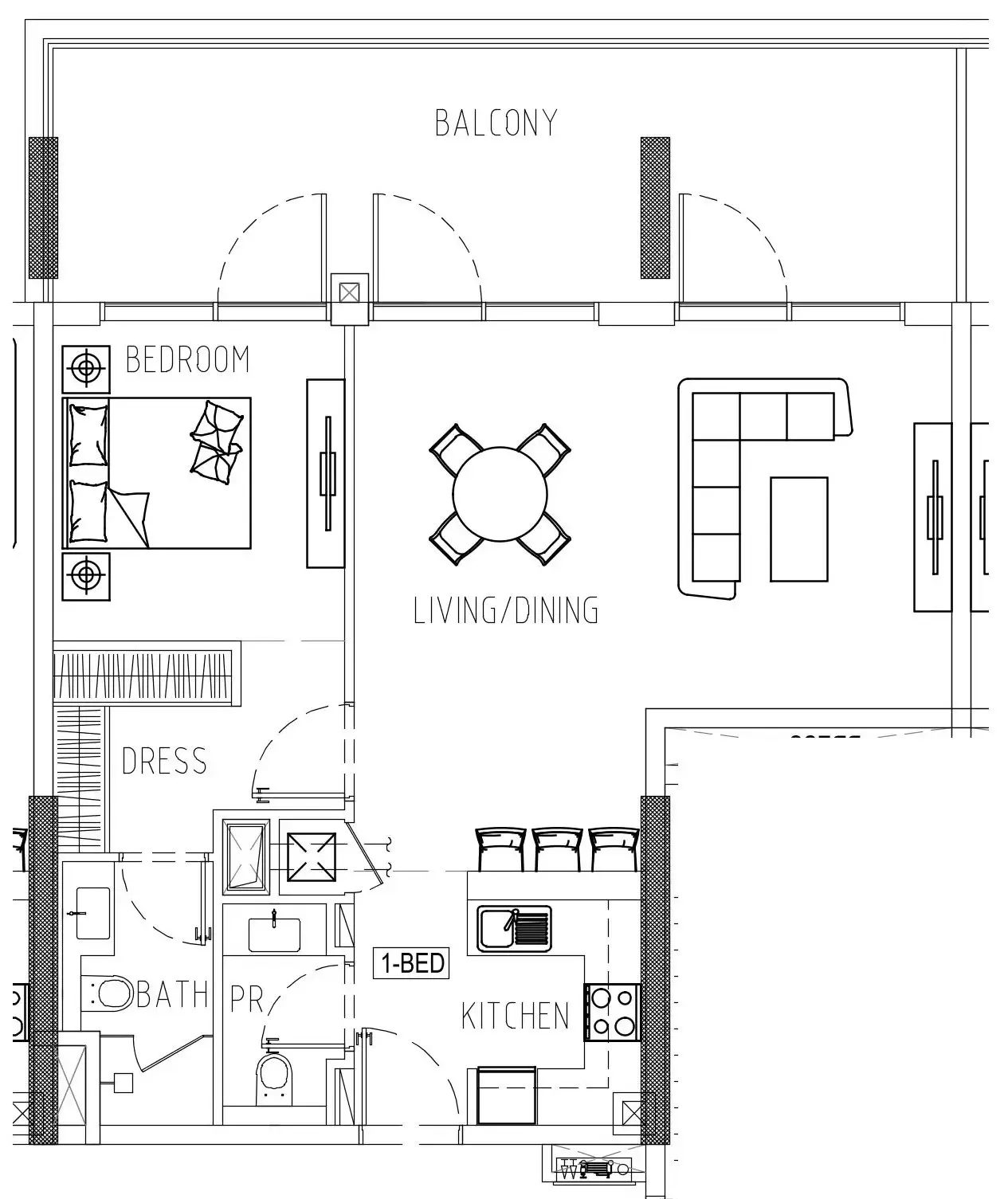Damac Riverside Views 1 bed floor plan, 1,047 – 1,049 sqft