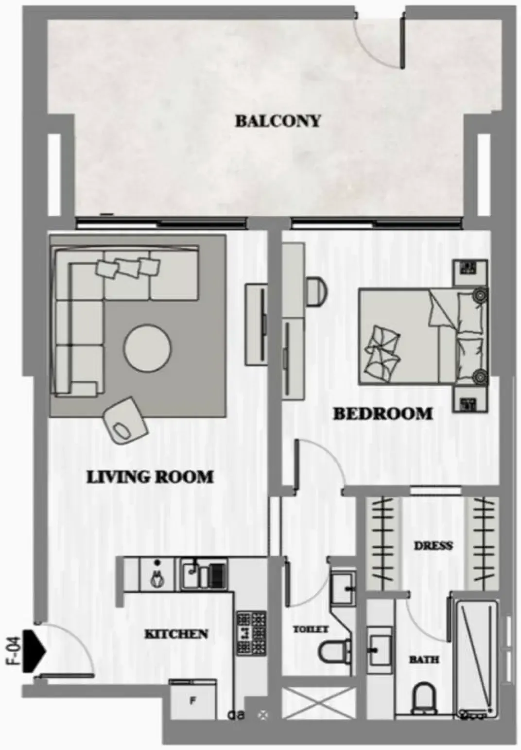 Greygate Residences by ADE 1 bed floor plan, 1,005 sqft