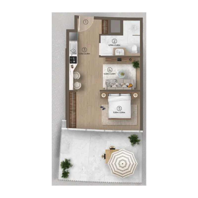 Azure by Lapis Studio floor plan, 555 – 730 sqft