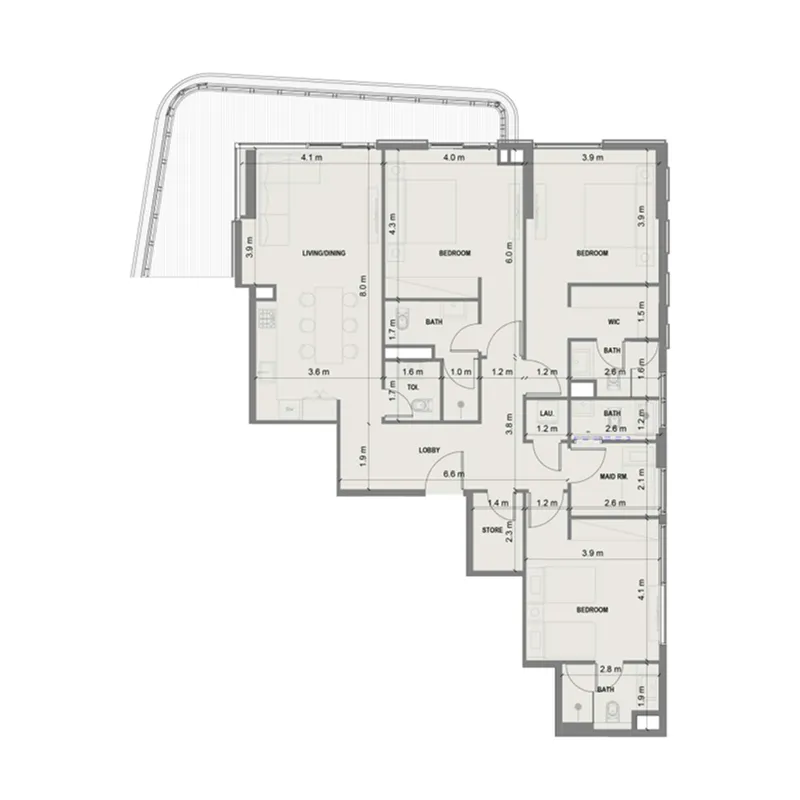 Blue Marina Residence 3 bed floor plan, 1,815 sqft