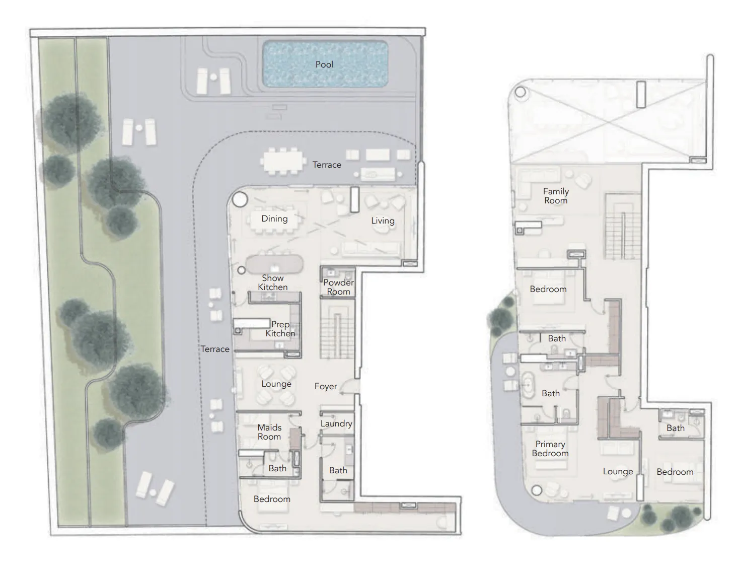 Ellington Ocean House 4 bed floor plan, 8,717 – 9,946 sqft