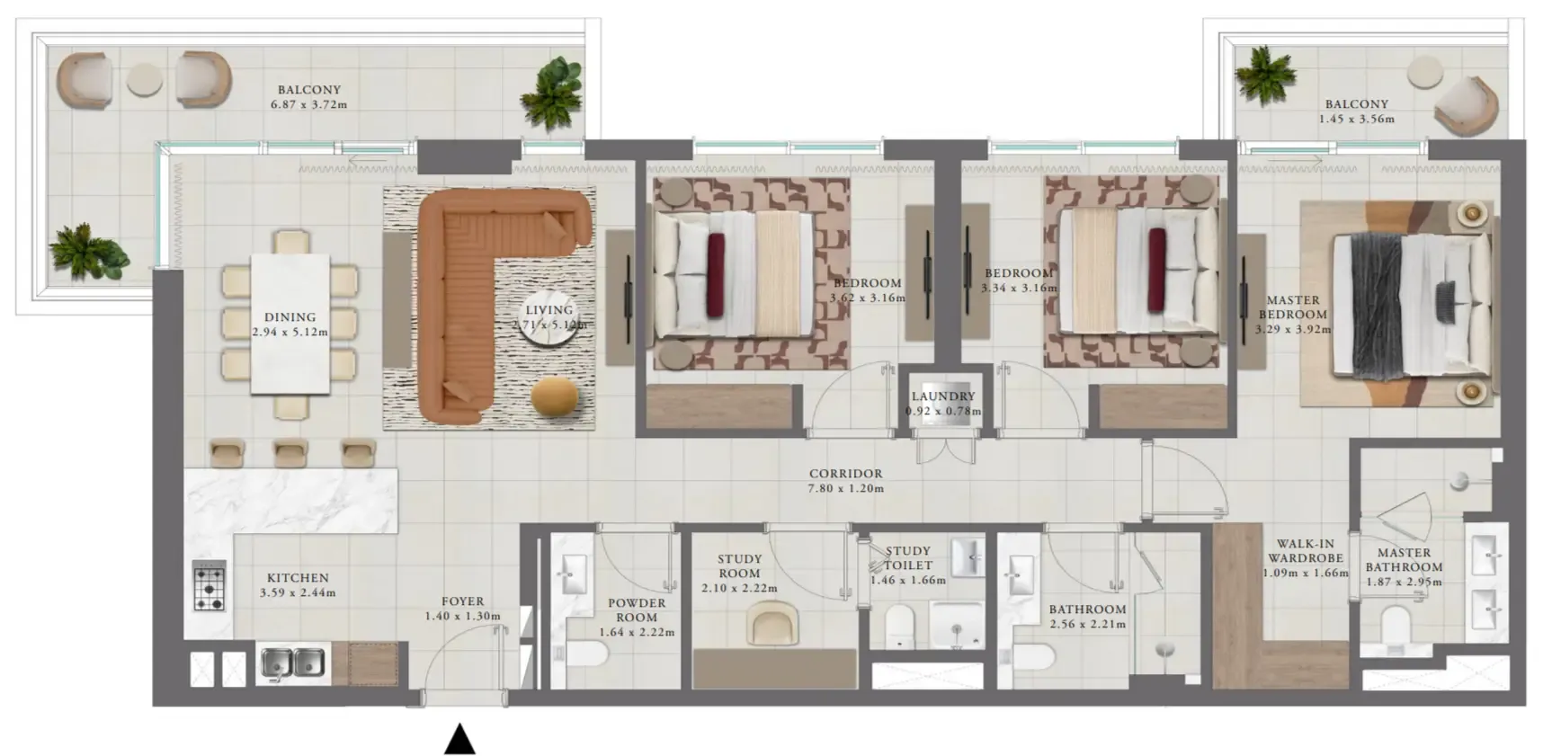 Golf Trails 3 bed floor plan, 1,606 sqft