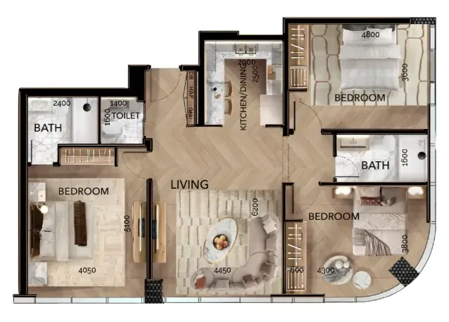 Radiant Bridges 3 bed floor plan, 1,981 sqft