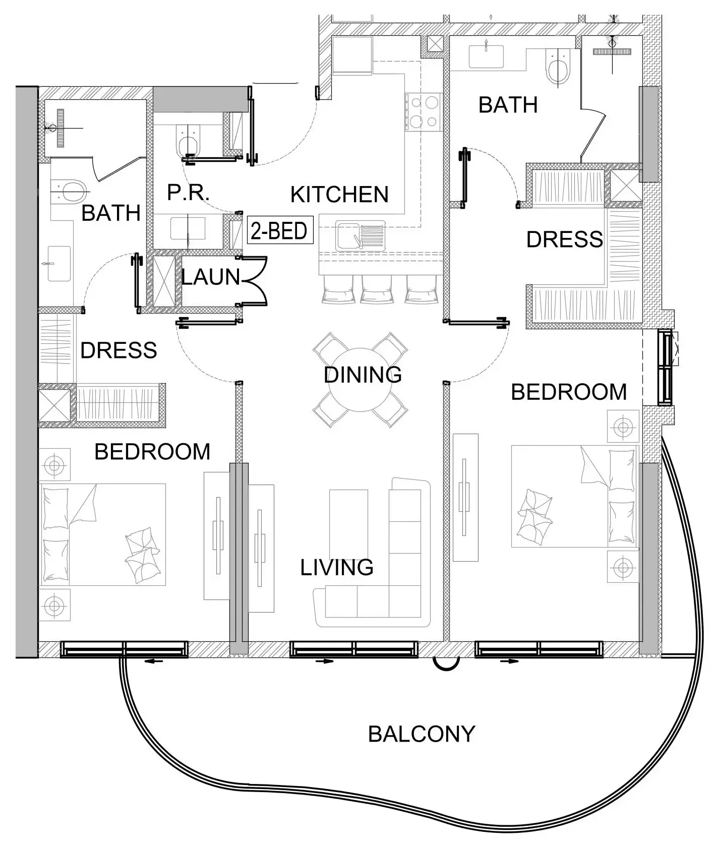 Valencia 2 bed floor plan, 1,180 sqft