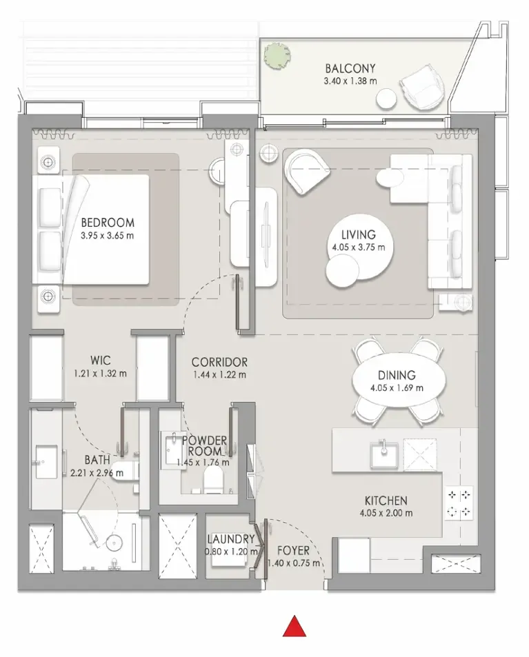 City Walk Crestlane 1 bed floor plan, 796 sqft
