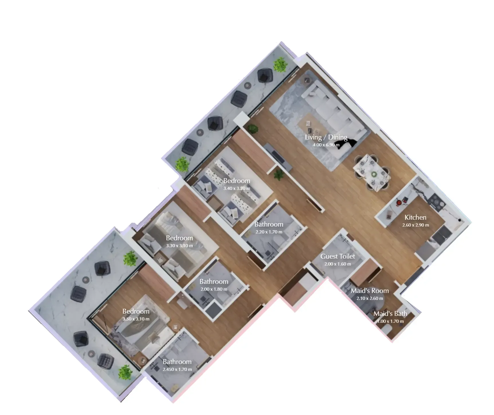 Bab Al Qasr Canal View Residence 22 3 bed floor plan, 1,544 sqft