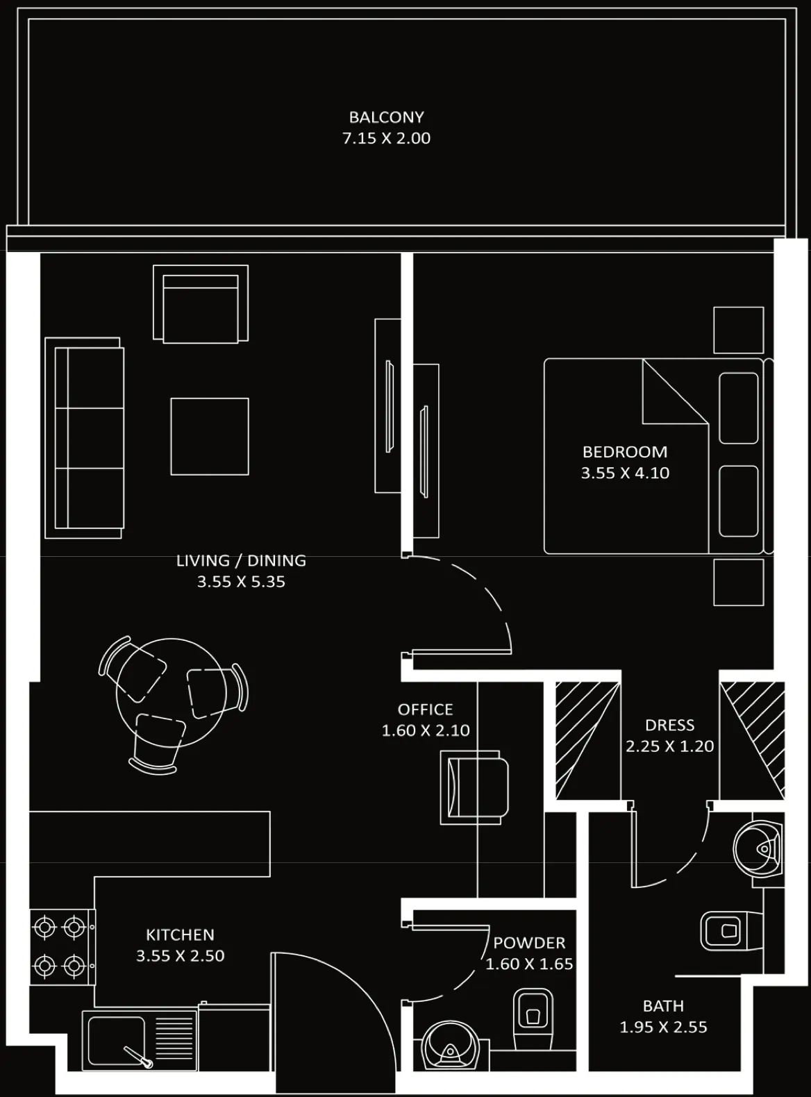 Diamondz 1 bed floor plan, 746 – 751 sqft