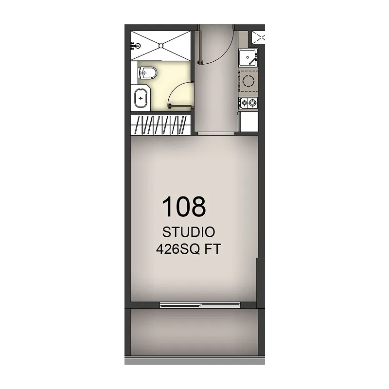 Aizel Tower Studio floor plan, 426 sqft