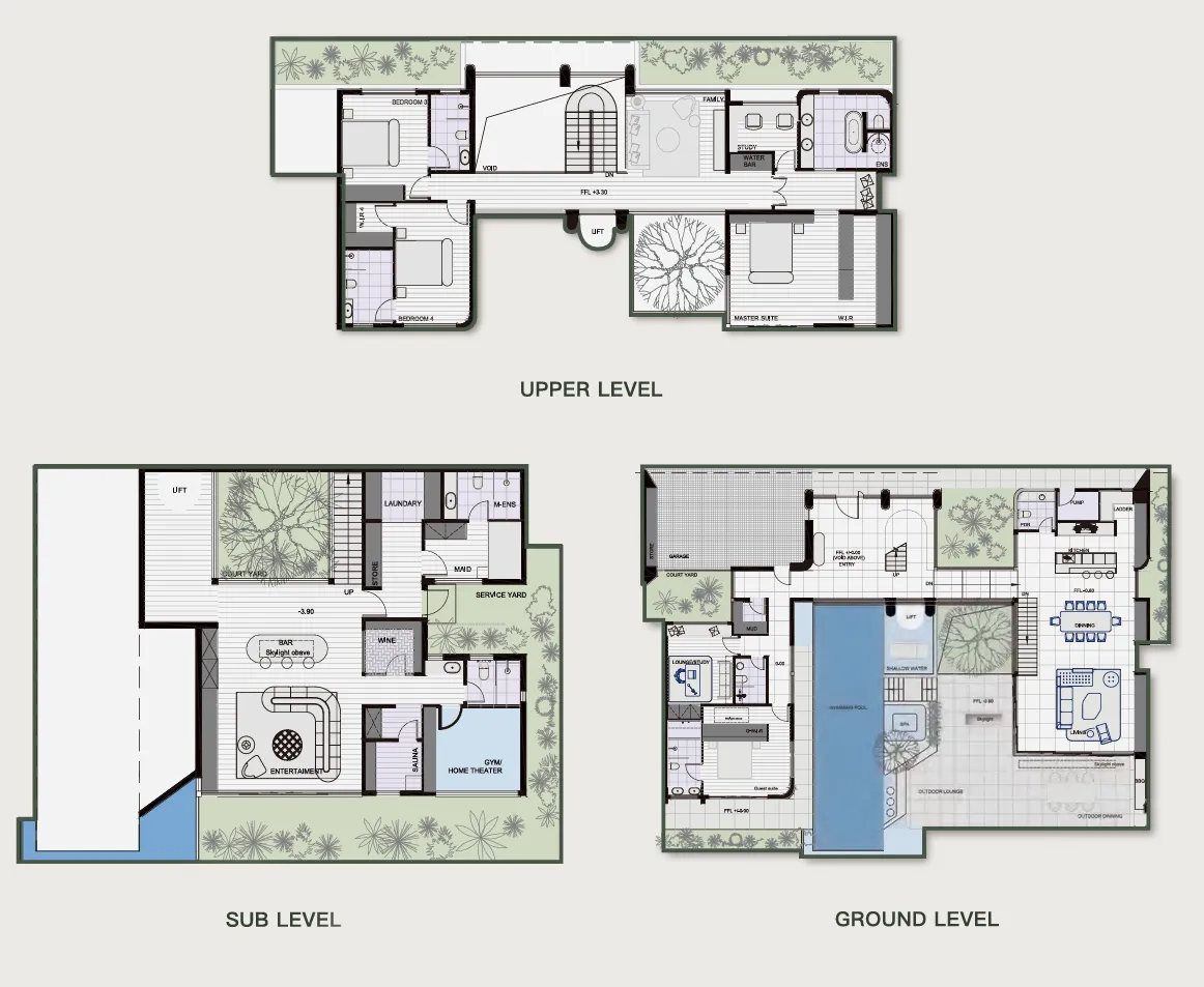 Ayana Soluna Villas 4 bed floor plan, 7,979 sqft