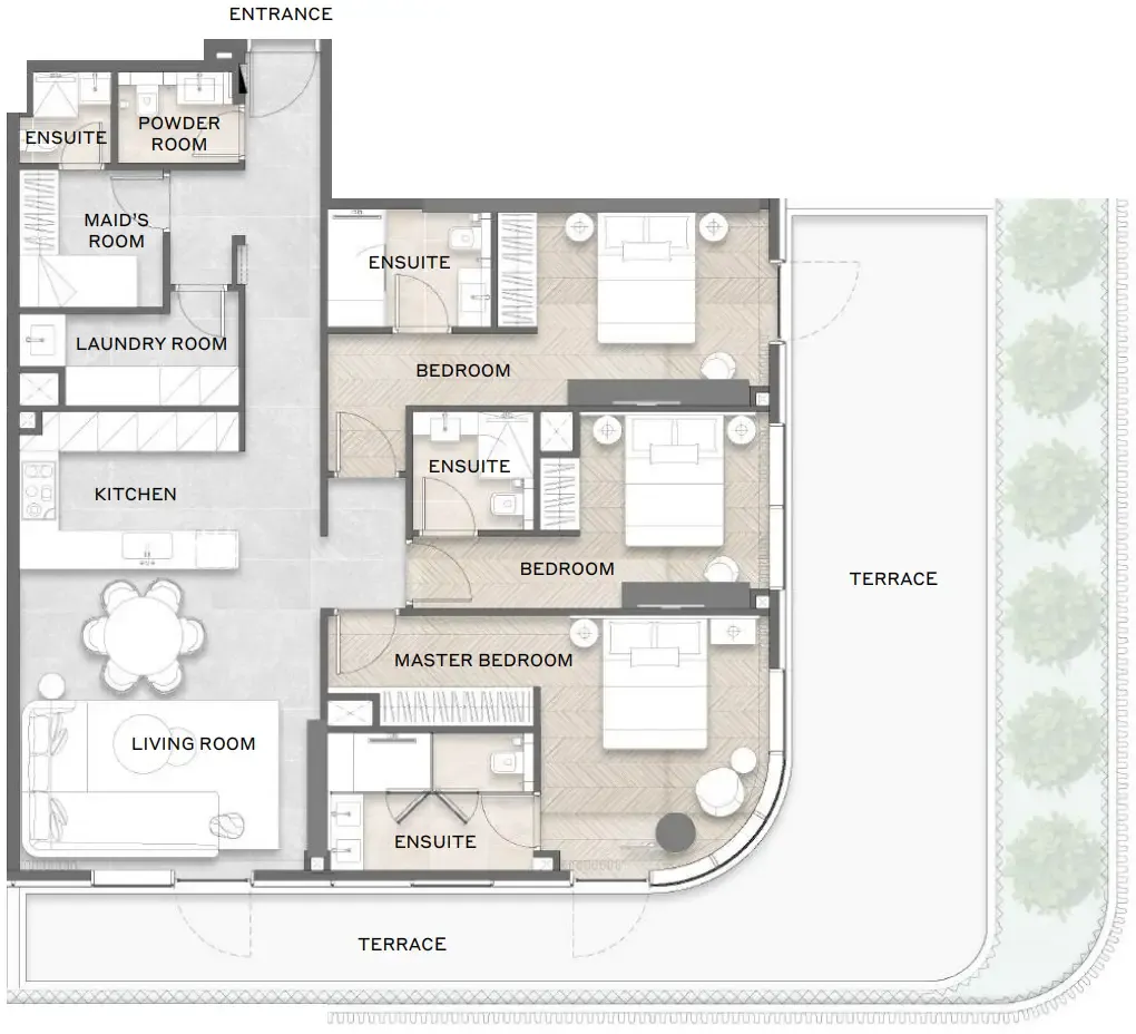 Avida Residences 3 bed floor plan, 2,030 sqft