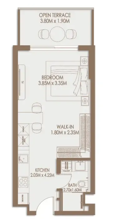 Veona by Gutti Studio floor plan, 463 sqft