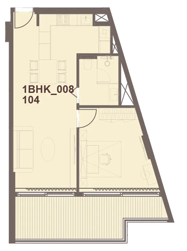 J-Haus Residence 1 bed floor plan, 768 sqft