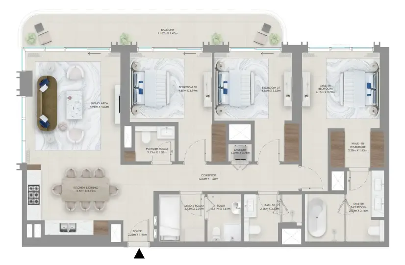 Baystar by Vida 3 bed floor plan, 1,704 sqft