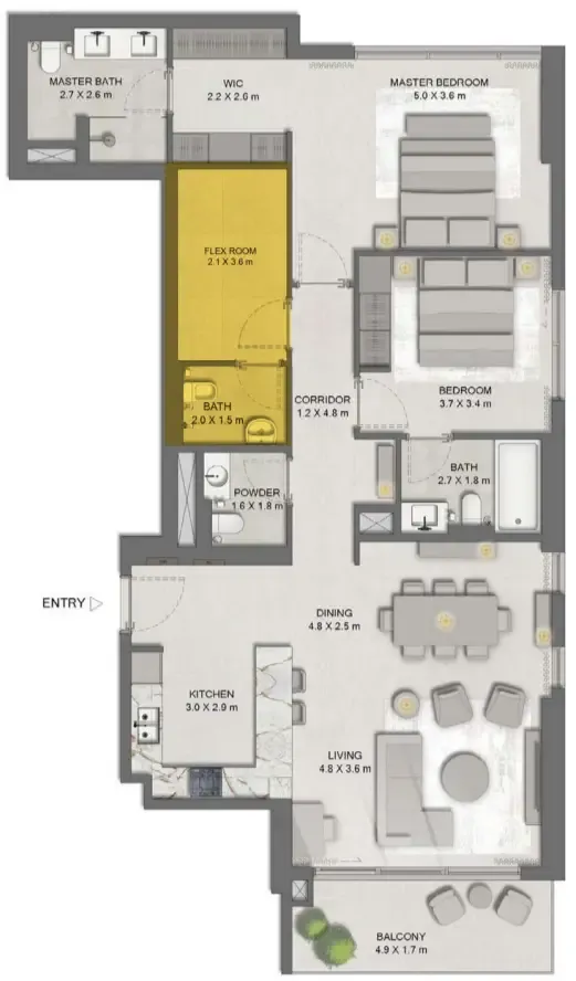 Ghaf Woods Distrikt 2 bed floor plan, 1,450 sqft